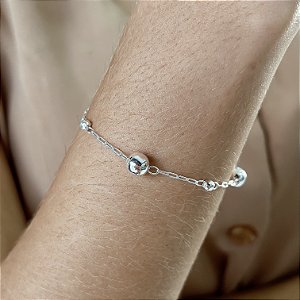 Pulseira com Pingentes Bolinhas Prata 925 - 18cm - PPR288