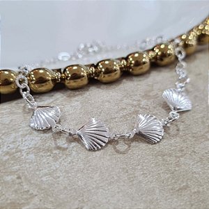 Pulseira com Conchas Prata 925 - 18cm - PPR303