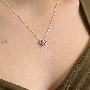 Gargantilha Coração Cravejado com Zircônias Prata 925 - CPR440