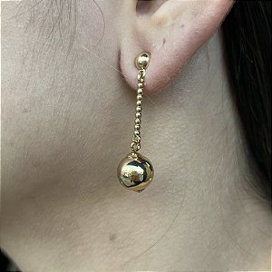Brincos Pêndulo com Bola Semijoias 18k - 35mm - MB541