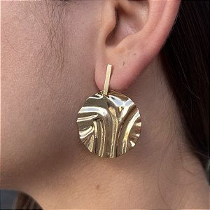 Brincos Orgânico Redondo Semijoias 18k - 28mm - MB882