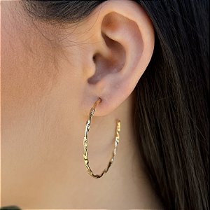 Brincos Argolas Fio Torcido Semijoias 18k 38mm - MB587