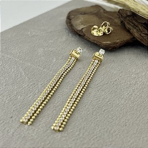 Brincos Grande Feminino com Zircônias Semijoias 18k - MB560