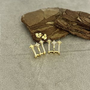 Brincos Cravejados com Zircônias Semijoias 18k - MB468