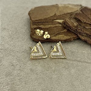 Brincos Cravejados com Zircônias Semijoias 18k - MB355