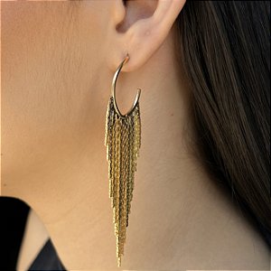 Brincos com Franja Semijoias 18k 90mm - MB631