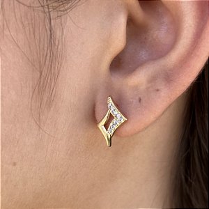 Brincos Feminino Cravejado Semijoias 18k 15mm - MB871