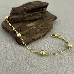 Pulseira Bolinha 6mm Semjoias 18k - 18cm+4cm extensor - MP150