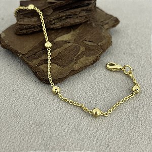 Pulseira Bolinha- 5mm Semijoia 18k- 16cm+4cm extensor -MP130