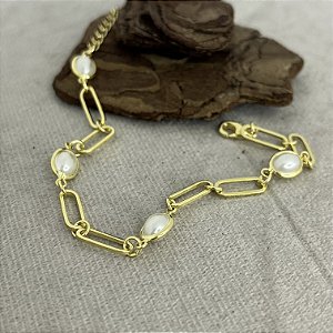 Pulseira Detalhe Pérolas 17cm+5cm extensor- MP169-16120