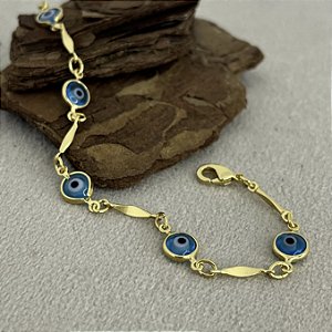 Pulseira Olho Grego Semjoia 18k- 17cm+4cm extensor - MP145