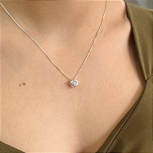 Gargantilha Ponto Luz Pedra Zircônia Prata 925 - CPR468