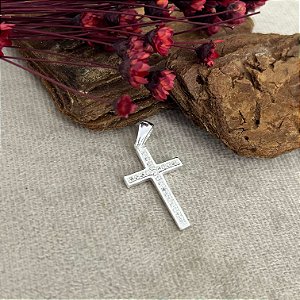 Pingente Prata 925 Crucifixo com Zircônias - 28mm - PIPR228