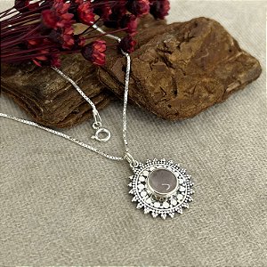 Gargantilha Prata 925 com Pingente Pedra Natural Bali (Prata Envelhecida) CPR464