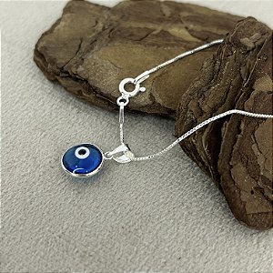 Gargantilha com Olho Grego Resina Azul Prata 925 - CPR541