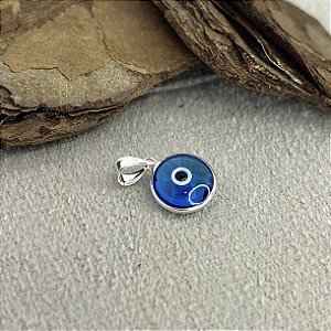 Pingente com Olho Grego Resina Azul Prata 925 - PIPR338