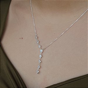 Gargantilha Gravatinha com Zircônias Prata 925 - 45cm - CPR528
