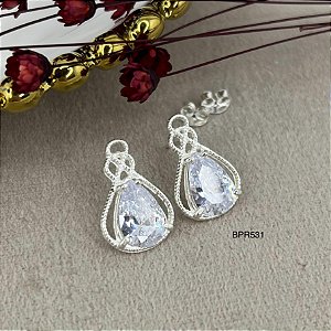 Brinco Pedra Zircônia Prata 925 - 20mm - BPR531