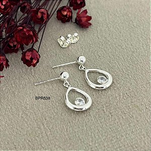 Brinco Gota com Pedra Zircônia Prata 925 - 18mm - BPR538