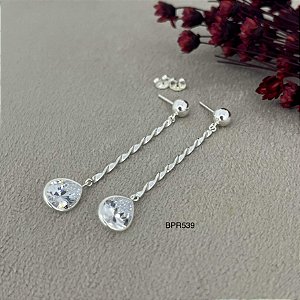 Brincos Pendurado com Gota Zircônia Prata 925 - 45mm -  BPR539