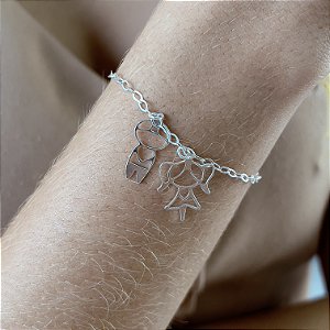 Pulseira Casal Menino e Menina Prata 925 - 18cm - PPR365