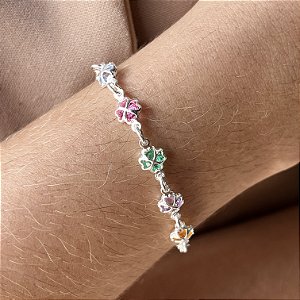 Pulseira com Trevos Coloridos Prata 925 - 18cm - PPR351