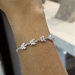 Pulseira com 4 Borboletas Prata 925 - 18cm - PPR369