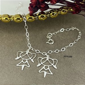 Pulseira com 2 Meninas Prata 925 - 18cm - PPR388
