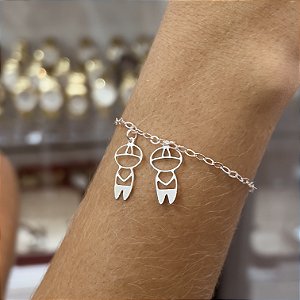 Pulseira com 2 Meninos Prata 925 - 18cm - PPR366