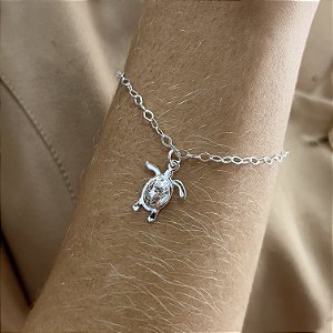 Pulseira com Pingente Tartaruga Prata 925 - 18cm - PPR364