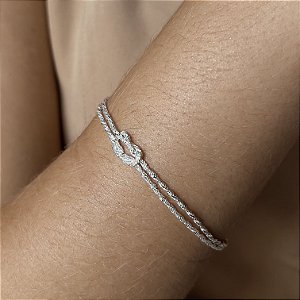 Pulseira Trançada com Nó Prata 925 - 18cm - PPR371