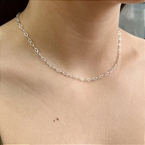 Choker  Elos Diamantados Prata 925 - 35+5cm - CPR556