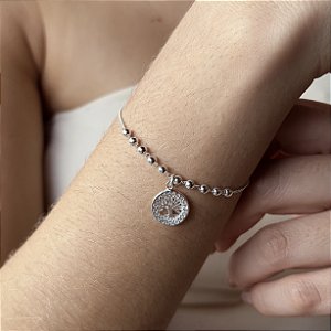 Pulseira com Bolinhas e Árvore da Vida Prata 925 - PPR407