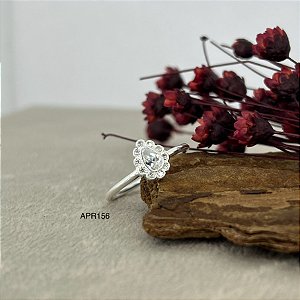 Anel Gota Cravejado com Zircônias Prata 925 - APR161