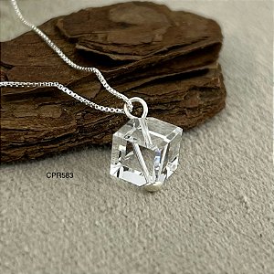 Gargantilha Cubo Cristal Prata 925 - CPR577