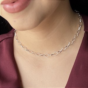 Choker Elo Losango Prata 925 - 35+5cm - CPR575