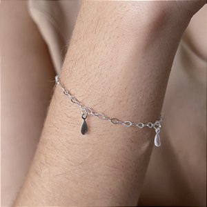 Pulseira com Pingente Gota Prata 925 - 18cm - PPR397