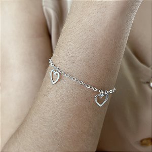 Pulseira Corações Prata 925 - 18cm - PPR393