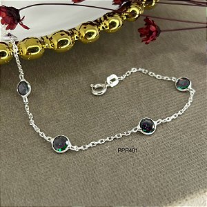 Pulseira Pedras Prata 925 - 17+3cm extensor -PPR401