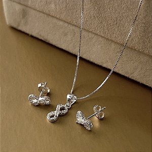 Conjunto Infinito Cravejado com Zircônias Prata 925 - CJPR73