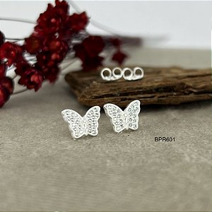Brinco Borboleta Cravejada com Pedras Zircônias Prata 925 - BPR613