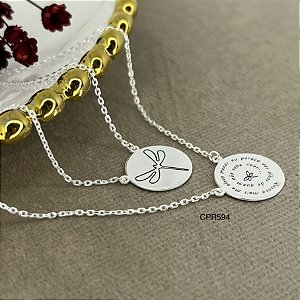 Escapulário Frase Libélula Prata 925 - 60cm - 4,4g - CPR594