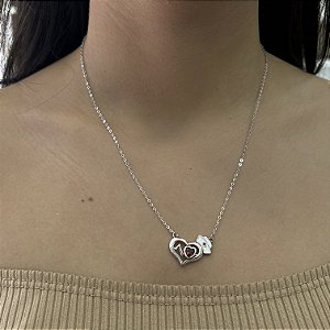 Colar Enfermagem com Coração Prata 925 - 45cm+5cm extensor - CPR603