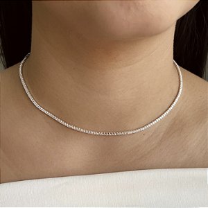 Gargantilha Choker Riviera com Zircônias Prata 925 - 2mm - CPR607