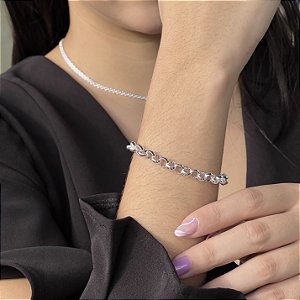Pulseira Feminina Elo Português Prata 925 - 18,5cm - PPR446