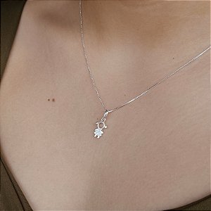 Gargantilha com Pingente Menina Cravejado Prata 925 - CPR647
