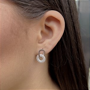 Brincos Redondos Cravejados com Zircônias Prata925- BPR640