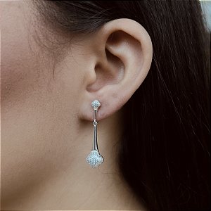 Brincos Trevinho Pendurados Cravejados Prata925 - BPR635