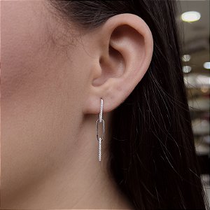 Brincos com Elos cravejados Prata 925 - BPR639
