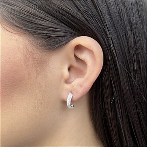 Argolas Cravejadas com Tarraxa Prata 925 - 15mm - BPR656